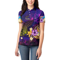 Tuvalu Women Polo Shirt Whale Hibiscus Polynesian