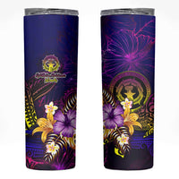 Northern Mariana Islands Skinny Tumbler Whale Hibiscus Polynesian DT02 Purple - Polynesian Pride