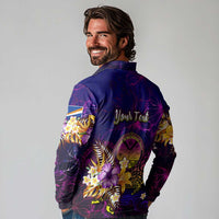 Marshall Islands Long Sleeve Polo Shirt Whale Hibiscus Polynesian