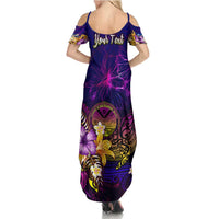 Marshall Islands Summer Maxi Dress Whale Hibiscus Polynesian
