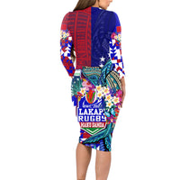 manu-samoa-rugby-2023-long-sleeve-bodycon-dress-humpback-whale-hexagon-tribal-tropical-style
