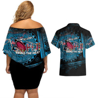 Fiji Rugby Couples Matching Off Shoulder Short Dress and Hawaiian Shirt Bring The Heat DT02 - Polynesian Pride