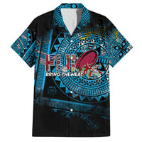 Fiji Rugby Family Matching Summer Maxi Dress and Hawaiian Shirt Bring The Heat DT02 Dad's Shirt - Short Sleeve Blue - Polynesian Pride
