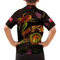 Wallis and Futuna Family Matching Off The Shoulder Long Sleeve Dress and Hawaiian Shirt Octopus Plumeria Polynesian Tattoo