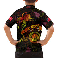 Wallis and Futuna Family Matching Off Shoulder Short Dress and Hawaiian Shirt Octopus Plumeria Polynesian Tattoo