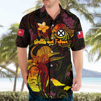 Wallis and Futuna Hawaiian Shirt Octopus Plumeria Polynesian Tattoo