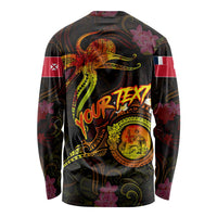 Wallis and Futuna Long Sleeve Shirt Octopus Plumeria Polynesian Tattoo