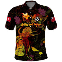 Wallis and Futuna Polo Shirt Octopus Plumeria Polynesian Tattoo