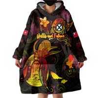 Wallis and Futuna Wearable Blanket Hoodie Octopus Plumeria Polynesian Tattoo