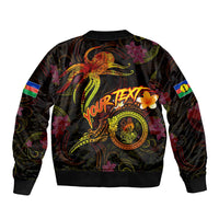 New Caledonia Bomber Jacket Octopus Plumeria Polynesian Tattoo