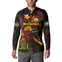 New Caledonia Button Sweatshirt Octopus Plumeria Polynesian Tattoo