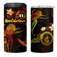 New Caledonia 4 in 1 Can Cooler Tumbler Octopus Plumeria Polynesian Tattoo
