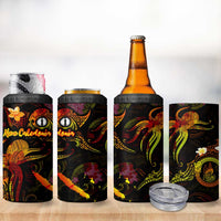 New Caledonia 4 in 1 Can Cooler Tumbler Octopus Plumeria Polynesian Tattoo