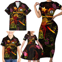New Caledonia Family Matching Short Sleeve Bodycon Dress and Hawaiian Shirt Octopus Plumeria Polynesian Tattoo