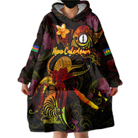 New Caledonia Wearable Blanket Hoodie Octopus Plumeria Polynesian Tattoo