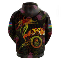 New Caledonia Zip Hoodie Octopus Plumeria Polynesian Tattoo