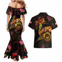 Tahiti French Polynesia Couples Matching Mermaid Dress and Hawaiian Shirt Octopus Plumeria Polynesian Tattoo DT02 - Polynesian Pride
