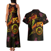 Tahiti French Polynesia Couples Matching Tank Maxi Dress and Hawaiian Shirt Octopus Plumeria Polynesian Tattoo DT02 - Polynesian Pride