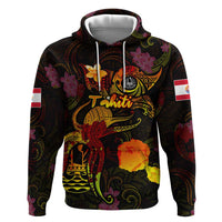 Tahiti French Polynesia Hoodie Octopus Plumeria Polynesian Tattoo