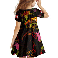 Tahiti French Polynesia Kid Short Sleeve Dress Octopus Plumeria Polynesian Tattoo DT02 - Polynesian Pride