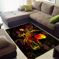 Cook Islands Area Rug Octopus Plumeria Polynesian Tattoo