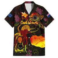 Cook Islands Family Matching Off Shoulder Short Dress and Hawaiian Shirt Octopus Plumeria Polynesian Tattoo