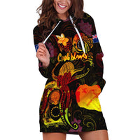 Cook Islands Hoodie Dress Octopus Plumeria Polynesian Tattoo