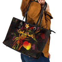 Cook Islands Leather Tote Bag Octopus Plumeria Polynesian Tattoo