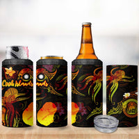 Nauru 4 in 1 Can Cooler Tumbler Octopus Plumeria Polynesian Tattoo