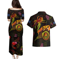Nauru Couples Matching Puletasi and Hawaiian Shirt Octopus Plumeria Polynesian Tattoo DT02 - Polynesian Pride