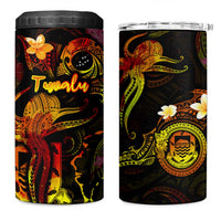 Tuvalu 4 in 1 Can Cooler Tumbler Octopus Plumeria Polynesian Tattoo