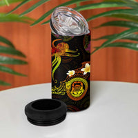 Tuvalu 4 in 1 Can Cooler Tumbler Octopus Plumeria Polynesian Tattoo