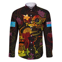 Tuvalu Family Matching Off Shoulder Short Dress and Hawaiian Shirt Octopus Plumeria Polynesian Tattoo