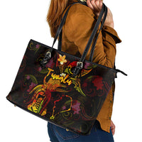 Tuvalu Leather Tote Bag Octopus Plumeria Polynesian Tattoo