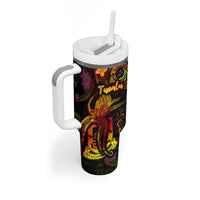Tuvalu Tumbler With Handle Octopus Plumeria Polynesian Tattoo