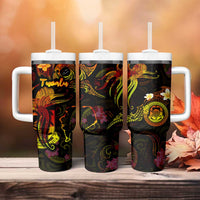 Tuvalu Tumbler With Handle Octopus Plumeria Polynesian Tattoo