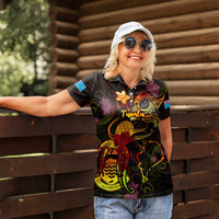 Tuvalu Women Polo Shirt Octopus Plumeria Polynesian Tattoo