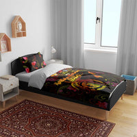 Northern Mariana Islands Bedding Set Octopus Plumeria Polynesian Tattoo