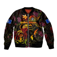 Northern Mariana Islands Bomber Jacket Octopus Plumeria Polynesian Tattoo DT02 Unisex Black - Polynesian Pride