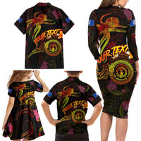 Northern Mariana Islands Family Matching Long Sleeve Bodycon Dress and Hawaiian Shirt Octopus Plumeria Polynesian Tattoo DT02 - Polynesian Pride