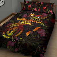 Northern Mariana Islands Quilt Bed Set Octopus Plumeria Polynesian Tattoo