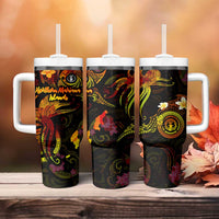 Northern Mariana Islands Tumbler With Handle Octopus Plumeria Polynesian Tattoo