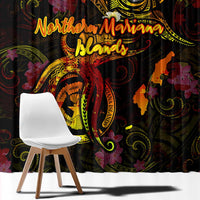 Northern Mariana Islands Window Curtain Octopus Plumeria Polynesian Tattoo