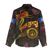 Northern Mariana Islands Women Casual Shirt Octopus Plumeria Polynesian Tattoo