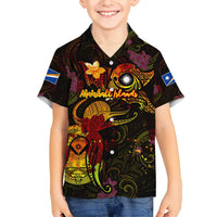 Marshall Islands Family Matching Short Sleeve Bodycon Dress and Hawaiian Shirt Octopus Plumeria Polynesian Tattoo