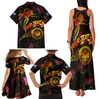Marshall Islands Family Matching Tank Maxi Dress and Hawaiian Shirt Octopus Plumeria Polynesian Tattoo