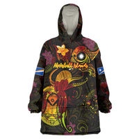 Marshall Islands Wearable Blanket Hoodie Octopus Plumeria Polynesian Tattoo