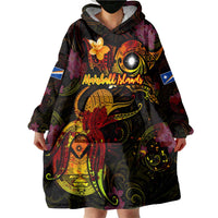 Marshall Islands Wearable Blanket Hoodie Octopus Plumeria Polynesian Tattoo