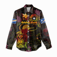 Marshall Islands Women Casual Shirt Octopus Plumeria Polynesian Tattoo