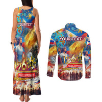 Custom The Philippines 126th Independence Anniversary Couples Matching Tank Maxi Dress and Long Sleeve Button Shirt Art Style